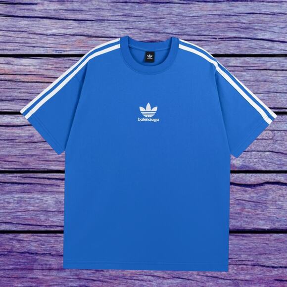 Balenciaga Men's Short Sleeve T-Shirt Blue